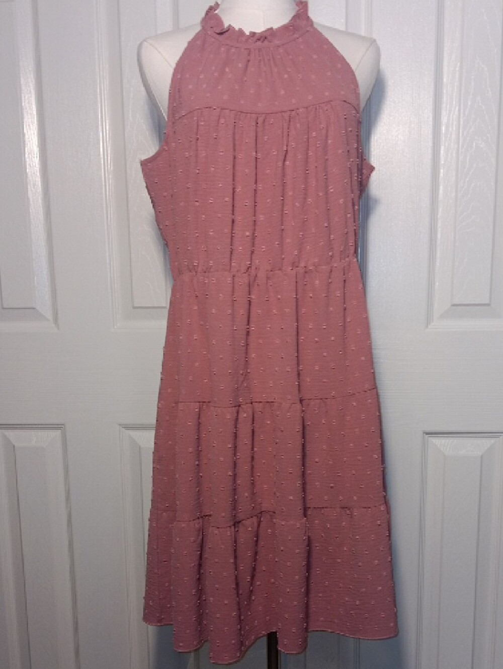 Halter Tiered Mini Dress in Mauve Pink - Picture 4 of 14